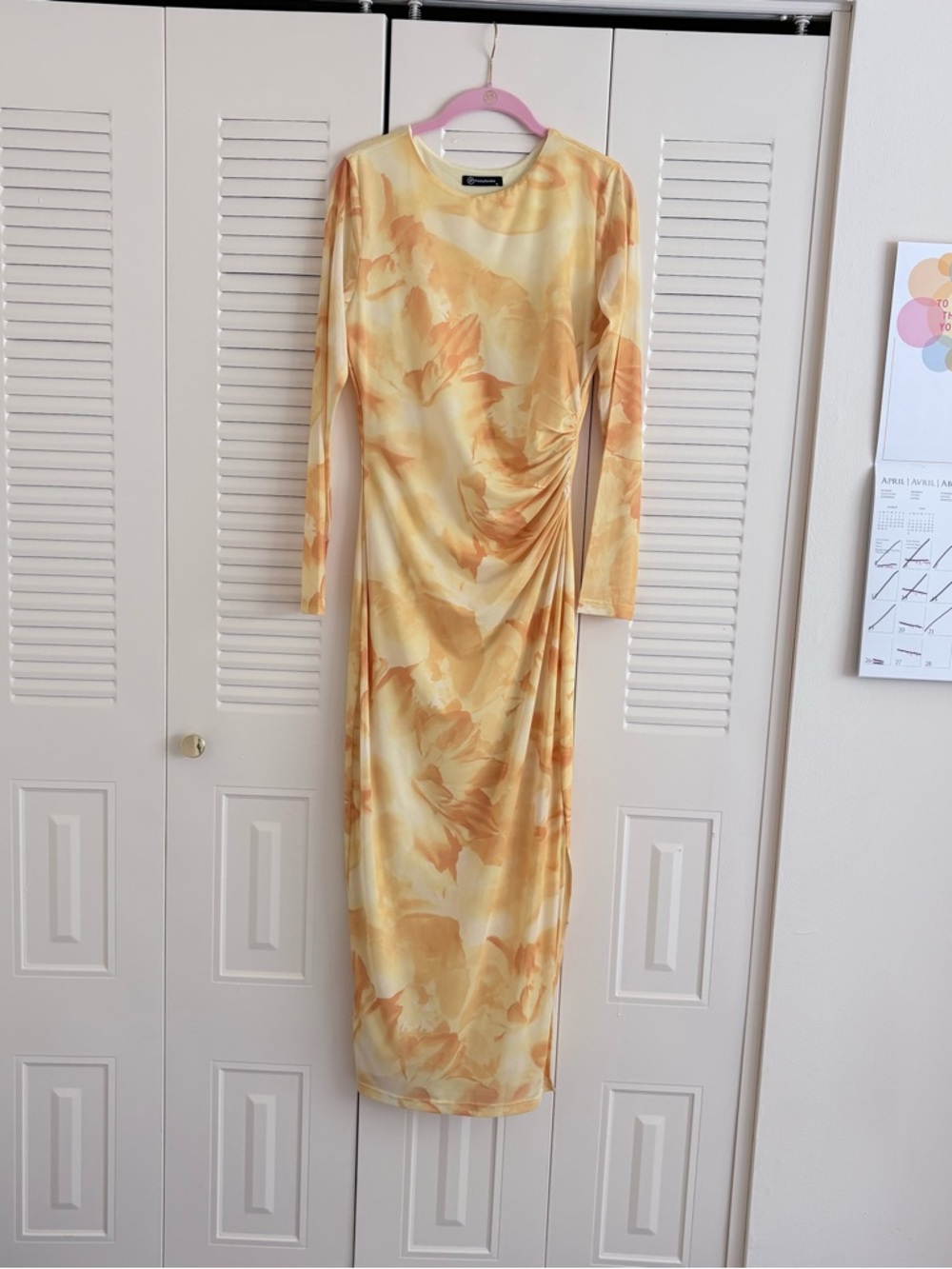 Long Sleeve Yellow Floral Maxi Dress